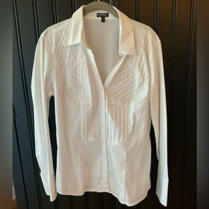Express Stretch White Blouse Size Large